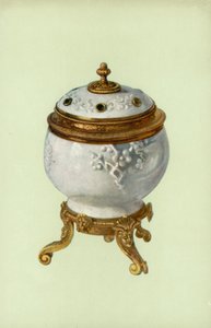 Vaas, Fuchien Porselein, met Louis XIV, Verguld Zilver