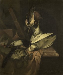 Stilleven met vogels en jachtgerei door William Gowe Ferguson