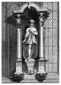 Het standbeeld van Edward VI, van de voorkant van de Guildhall Chapel, City of London door William Griggs