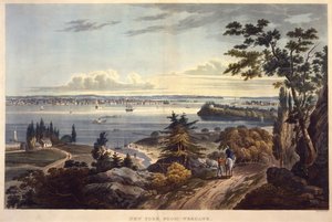 New York vanuit Weehawken, gegraveerd door John Hill door William Guy Wall