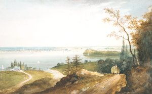 New York vanuit Weehawk, ca. 1820-23 door William Guy Wall