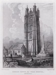 Dundry Toren, etc nabij Bristol, Somersetshire (gravure) door William H. Bartlett
