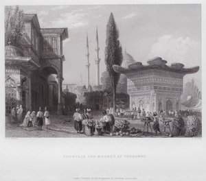 Fontein en Markt bij Tophanne door William H. Bartlett