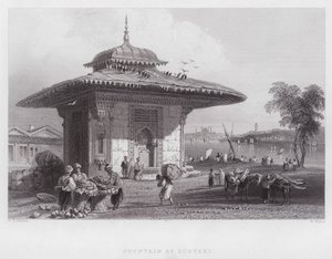 Fontein in Scutari (gravure) door William H. Bartlett