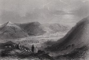 Berg Gerizim en de Vallei van Nablous, vanaf Berg Ebal (gravure) door William H. Bartlett