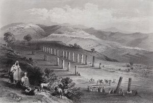 Sebaste, de oude stad Samaria (gravure) door William H. Bartlett
