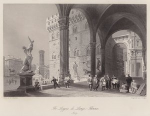 De Loggia di Lanzi, Florence, Italië door William H. Bartlett