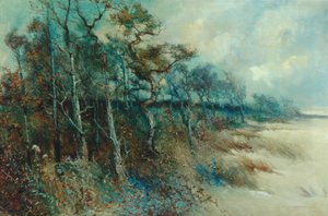 Bomen in een zanderig landschap, Heysham, 1915 door William H. Parkinson