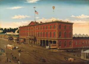 Het depot van de Third Avenue Railroad, ca. 1859-60 door William H Schenck