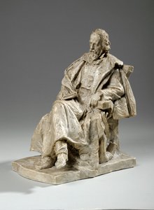 Maquette voor Alfred, Lord Tennyson zittend aan Trinity College, Cambridge door William Hamo Thornycroft