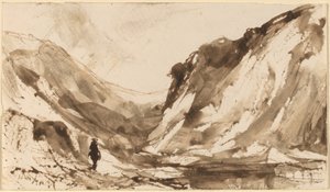 Diepe vallei in bergachtig landschap door William Hart