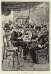 Kameraden, Engelse en Franse Matrozen met verlof in een Franse Haven door William Hatherell