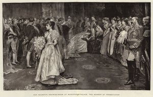 De Ontvangkamer van Hare Majesteit in Buckingham Palace, het Moment van Presentatie door William Hatherell