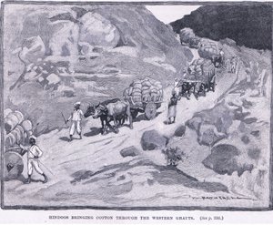 Hindoes die katoen door de Westelijke Ghauts brengen, 1862 AD door William Hatherell