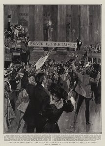 Vrede wordt Afgekondigd, de Scène buiten het Mansion House op Zondagavond door William Hatherell