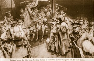 Scènes van aangrijpende vreugde en pathos op de grote treinstations van Londen, 1914-19
