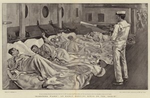 Slapers, Wakker!, een vroege ochtendscène op de Ophir door William Hatherell