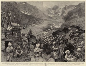 De evacuatie van Tirah, de achterhoedeactie op 13 december tijdens de mars door de Bara River Valley, de bagage in moeilijkheden door William Hatherell