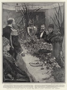 Het Diner van de Koning aan Boord van het Koninklijke Jacht Victoria en Albert