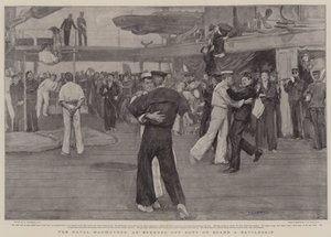 De marine-oefeningen, een avond vrij aan boord van een slagschip door William Hatherell
