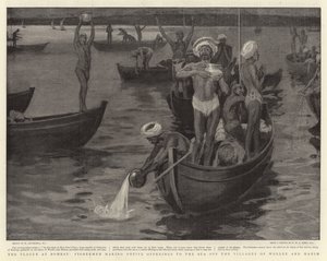 De Pest in Bombay, Vissers brengen votiefoffers aan de Zee bij de Dorpen Worlee en Mahim door William Hatherell