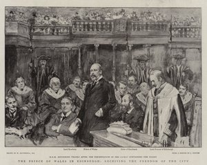 De Prins van Wales in Edinburgh, ontvangt de Vrijheid van de Stad door William Hatherell