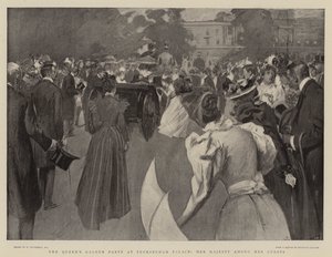 Het Tuinfeest van de Koningin in Buckingham Palace, Hare Majesteit onder haar Gasten door William Hatherell