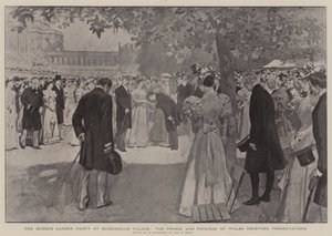 Het Tuinfeest van de Koningin in Buckingham Palace, de Prins en Prinses van Wales ontvangen Presentaties
