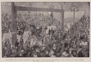 Het bezoek van de koningin aan South Kensington, Hare Majesteit legt de eerste steen van het Victoria and Albert Museum door William Hatherell