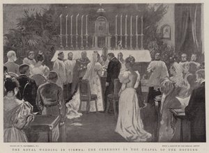 Het Koninklijk Huwelijk in Wenen, de Ceremonie in de Kapel van de Hofburg door William Hatherell