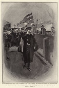 Het Bezoek van de Duitse Keizer, Zijne Majesteit landt in Port Victoria door William Hatherell