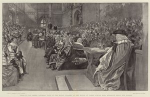 Berecht door zijn Gelijken, Algemeen overzicht van de Koninklijke Galerij in het Hogerhuis tijdens het Proces van Graaf Russell voor Bigamie door William Hatherell