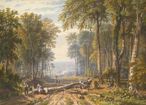Houthakkers bij Park Place, Henley, de Rivier de Theems op de Achtergrond, ca. 1826 door William Havell