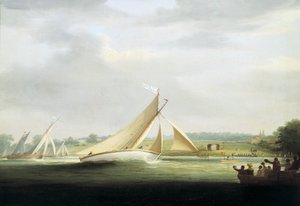 Jachten van de Cumberland Society race, op de Theems, circa 1815, voorloper van de Royal Yacht Race op de Theems