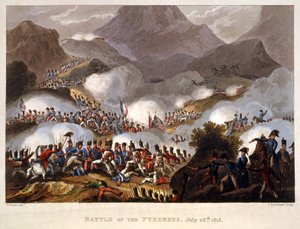 Slag bij de Pyreneeën, 28 juli 1813, uitgegeven in Londen 1815 door William Heath