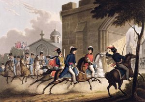 Intocht van Lord Wellington in Salamanca aan het hoofd van een Regiment Huzaren, 20 mei 1813, uit 