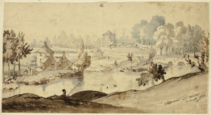 Glasnevin bij Dublin (recto); Schets van mannenkostuum (verso) door William Heath