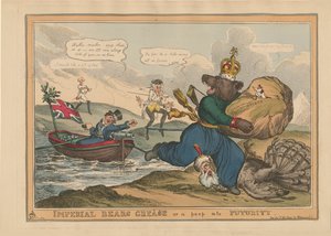 Keizerlijke berenvet Griekenland of een blik in de toekomst. Karikatuur over de Russisch-Turkse oorlog, 1828 door William Heath