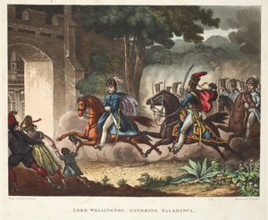 Lord Wellington betreedt Salamanca, aquatint door J.C. Stadler, uitgegeven door Tegg, apr 1818
