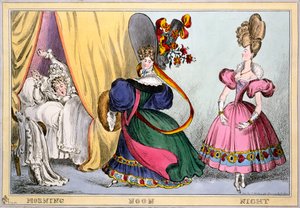 Ochtend Middag Nacht, ca.1828 (handgekleurde gravure)