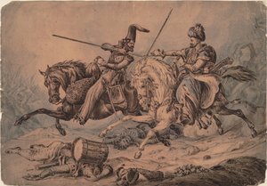 Russische Kozak in gevecht met een Mameluk, 1815