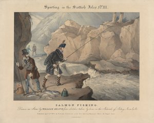 [Set van vier] Sport op de Schotse eilanden:  Nr. III.  Zalmvissen door William Heath
