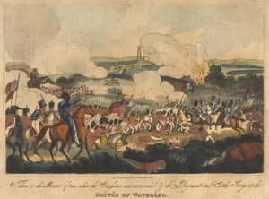 Gevangen op het moment dat de Cuirassiers werden omsingeld door het 79e Regiment en de Scotch Greys bij de Slag bij Waterloo, 18 juni 1815, gegraveerd door Romney en uitgegeven door Richard Evans, 1816
