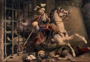 De Cavalerieofficier ontsnapt aan de Turken, ca. 1830 door William Heath