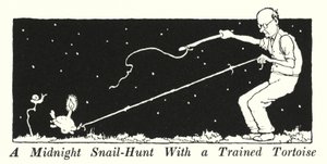 Een Middernachtelijke Slakkenjacht Met een Getrainde Schildpad door William Heath Robinson