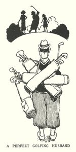 Een perfecte golfende echtgenoot (litho) door William Heath Robinson
