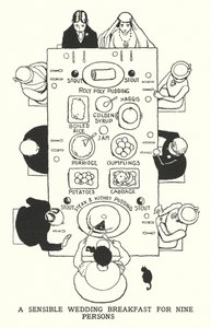 Een verstandige huwelijksontbijt voor negen personen door William Heath Robinson
