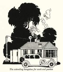 Een uitbreidbare bungalow voor weekendfeesten door William Heath Robinson