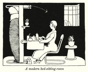 Een moderne woon-slaapkamer door William Heath Robinson