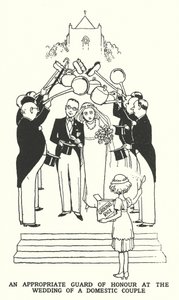 Een passende erewacht bij het huwelijk van een huishoudelijk paar door William Heath Robinson
